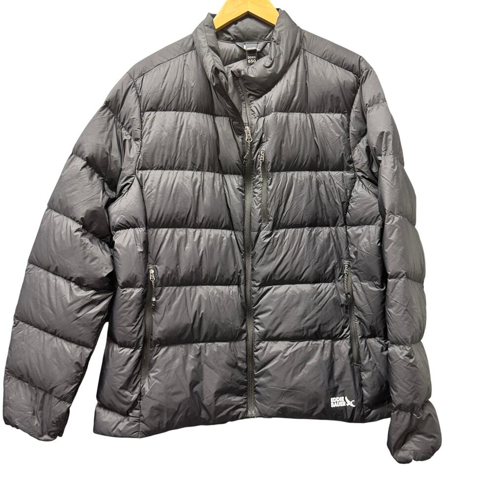 Eddie Bauer Jacket Womens XXL Black Down 650 Puffer Full Zip Outdoor Packable